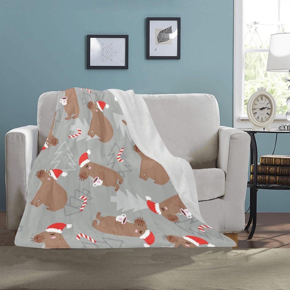 Capybara Cartoon Animal Blanket Kapibara Flannel Blanket Suitable for Office Travel Blanket