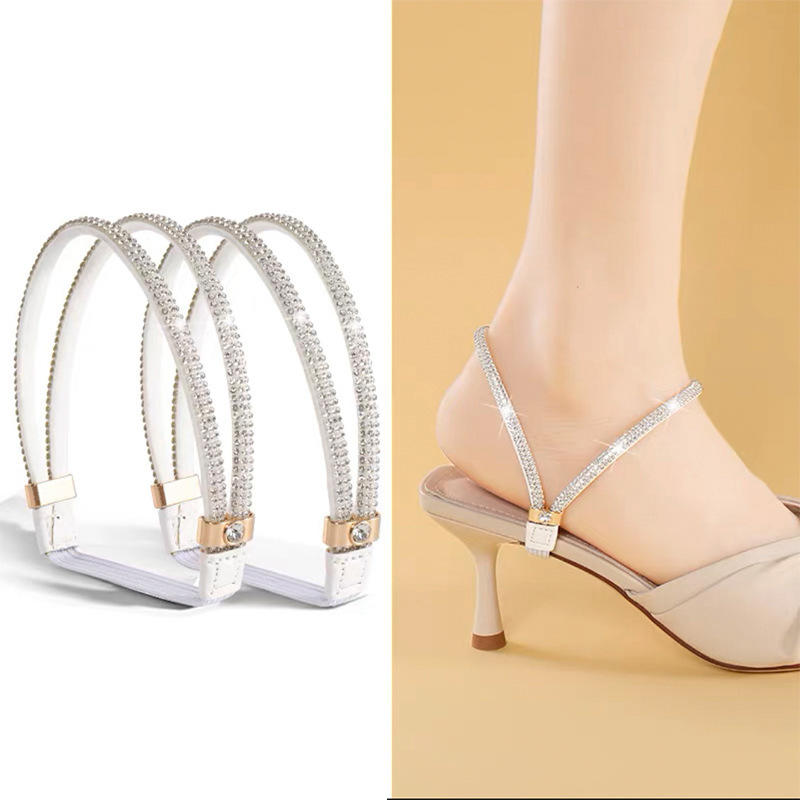 Women Shoe Belt Rhinestone High Heels Shoelaces Free Triangle Bundle Ankle Holding Loose Anti-skid Bundle Laces Tie Straps Band