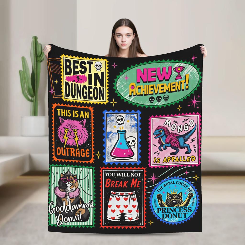 Dungeon crawler carl Princess Donut and Mongo Poster Soft Blanket For Couch Bed Funny Throw Blanket Spring Flannel Bedspread