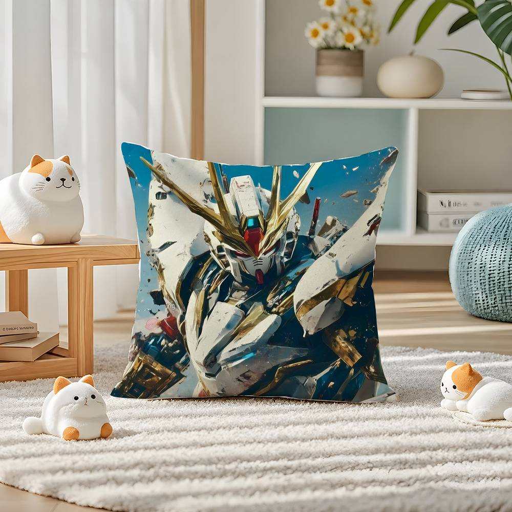 Mobile Suit Gundam Barbatos Lupus Anime Plush Pillow Cover Soft Short Plush Cushion Cover For Sofa Bedroom Home Decor Gift