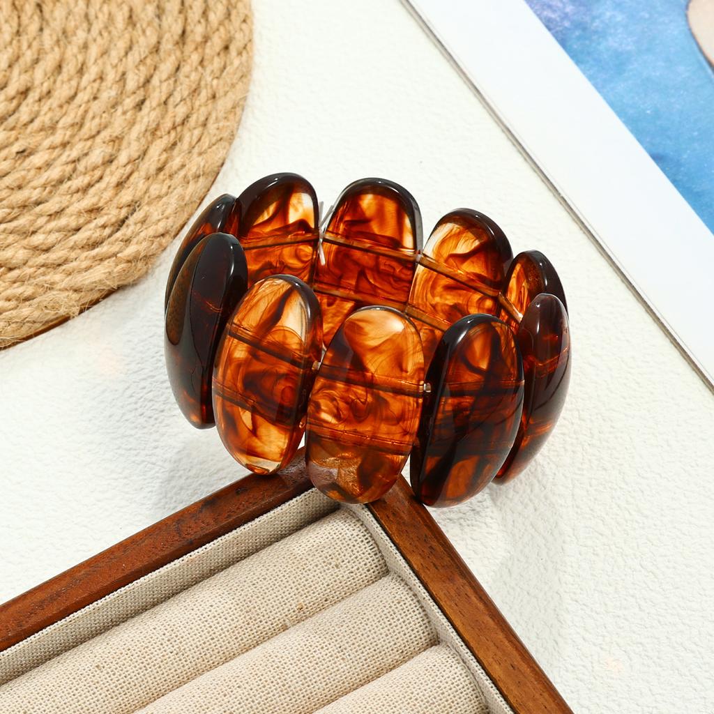 Popular bracelet translucent smudged acrylic jewelry exaggerated ins curved resin bracelet jewelry