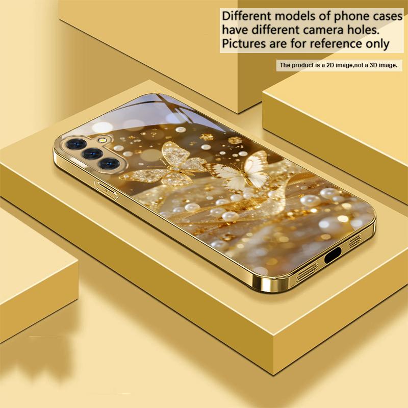 Goldene Landschaft Für Samsung A 31 32 A33 A34 35 14 A15 13 16 25 26 50 52 53 54 55 56 70 71 72 73 Goldene Glas-Handyhülle