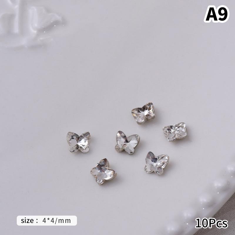 10 Stück Weiß Durch Nagel Punkt Diamant Accessoires Herzform Wassertropfen Steine Für DIY Nageldekoration