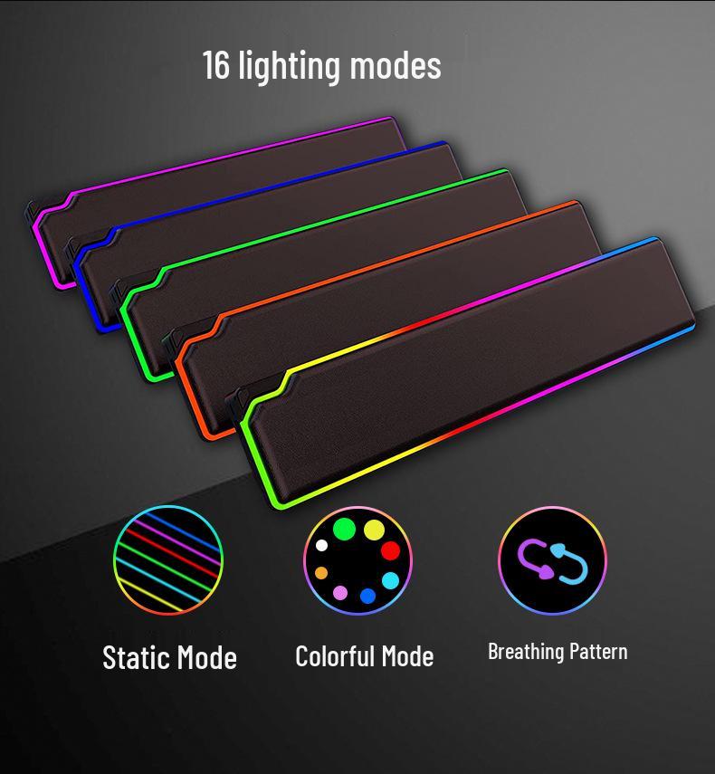 Repose-poignets lumineux RGB en mousse à mémoire de forme - Grande taille pour claviers de bureau