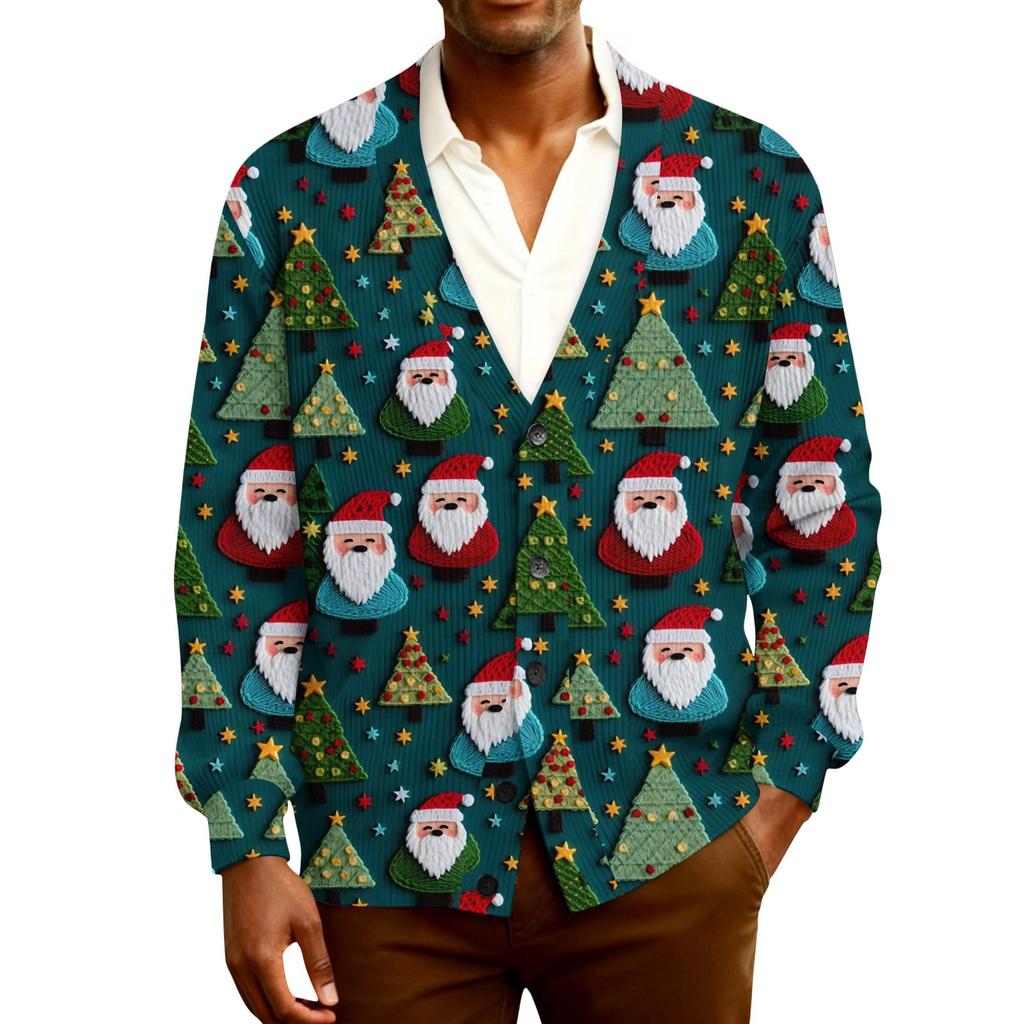 Herre Cardigan med lange ermer i ribbestrikk