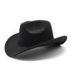 Western Cowboy Hat Black Wool Felt Fedora For Men And Women Sun Protection