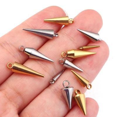 10pcs Cone Stainless Steel Charms Pendants Retro Spike Beads Charms Pendants for Women Man Hoop Earring Jewelry Making Supples