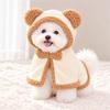 Thick Fleece Pet Cape Cloak Bear Ear Design Pet Sleeping Blanket  for Small Medium Cats Dogs