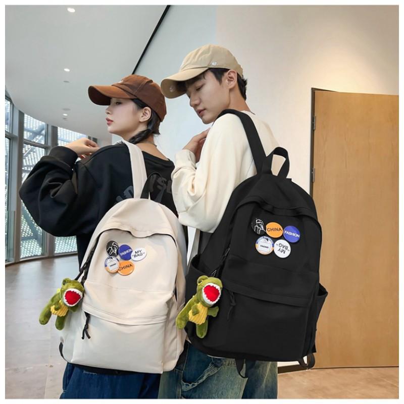 2024 New Korean Harajuku Ulzzang Middle School Students Schoolbag Simple Large-capacity Japanese Pure Color Campus Backpack