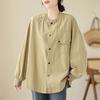 Literary Retro Cotton Slimming Casual Shirt Jacket for Women, Spring 2026