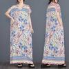 Real Spot Summer New Fresh Cotton Silk Positioning Flower Bohemian Robe Dress V-neck Robe Women