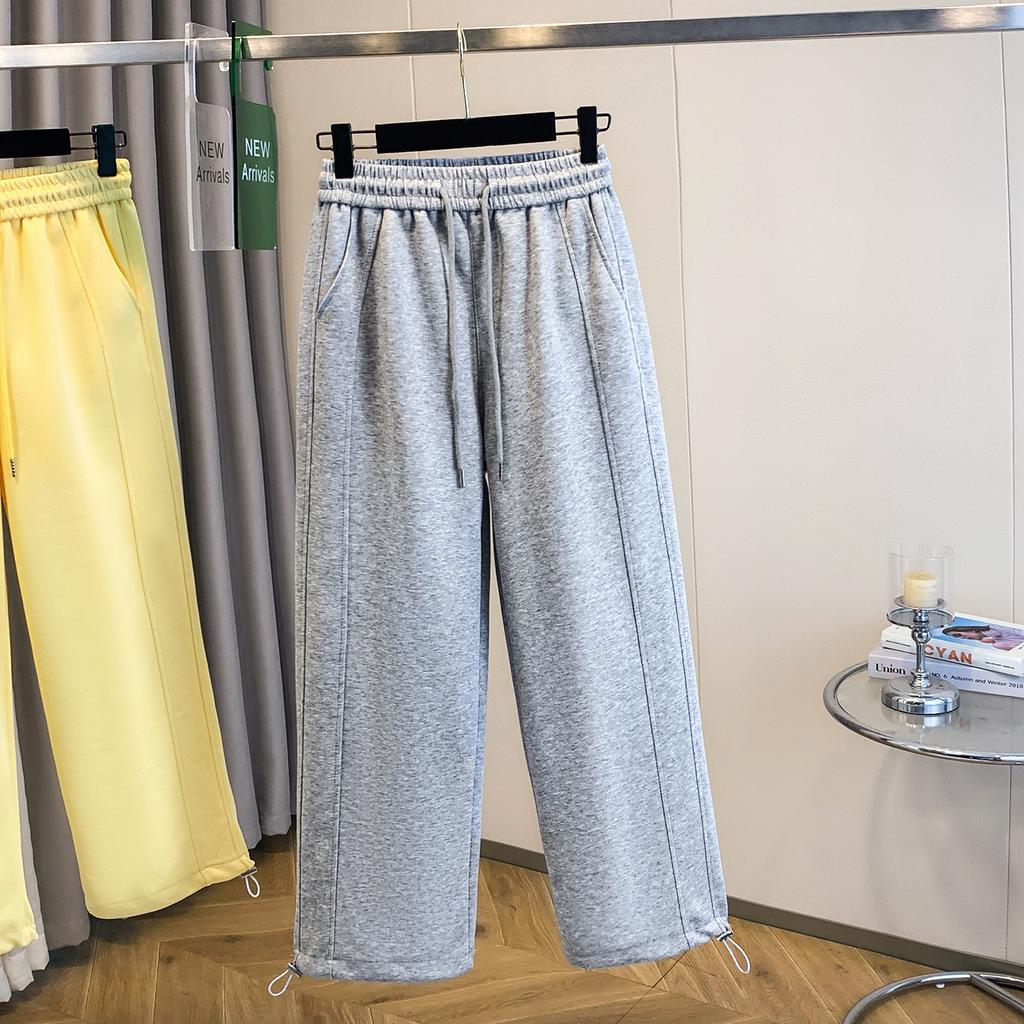 DIMANAF 2025 Plus Size Long Pants Belt Women Solid Harem Elastic Waist Casual Loose Pants New