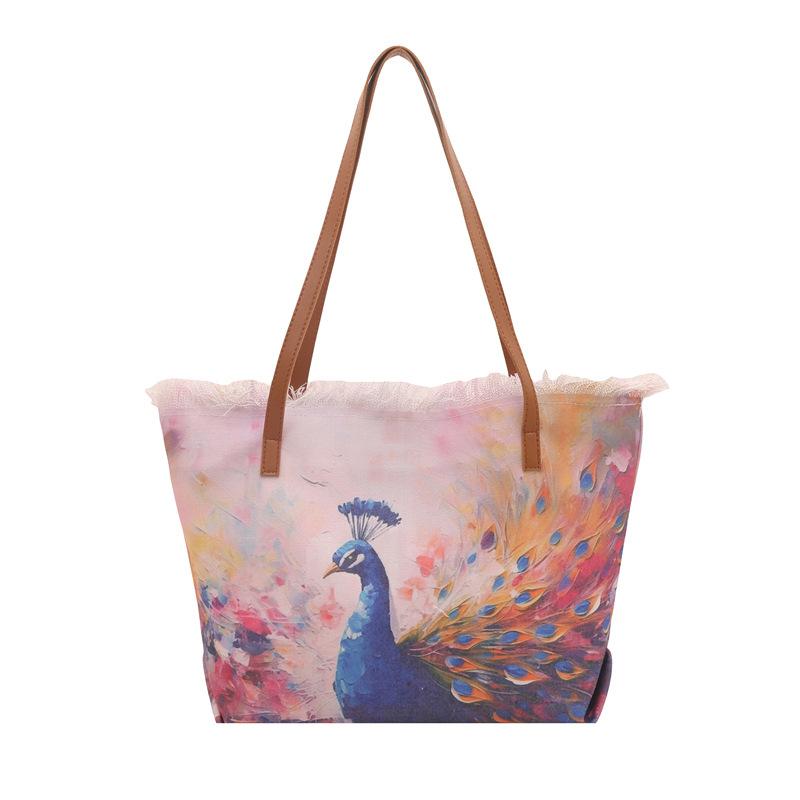 Spot Hot Sale New Tassel Bag Zipper Large Capacity Tassel Bag Beach Bag Women's Shoulder Tote Bag