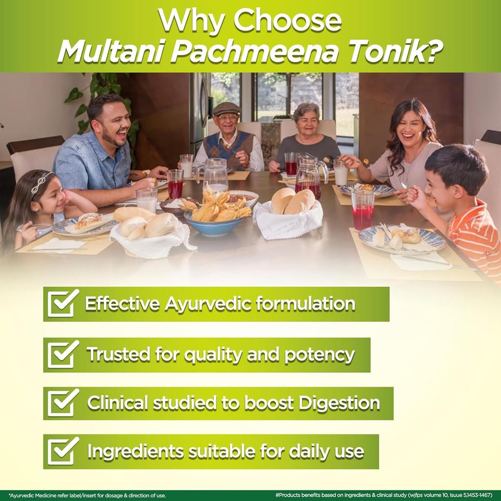 Multani Pachmeena Tonik Digestive Syrup Ayurvedic Digestive Support for Gas Bloating Appetite Care 300 ml Pack of 1
