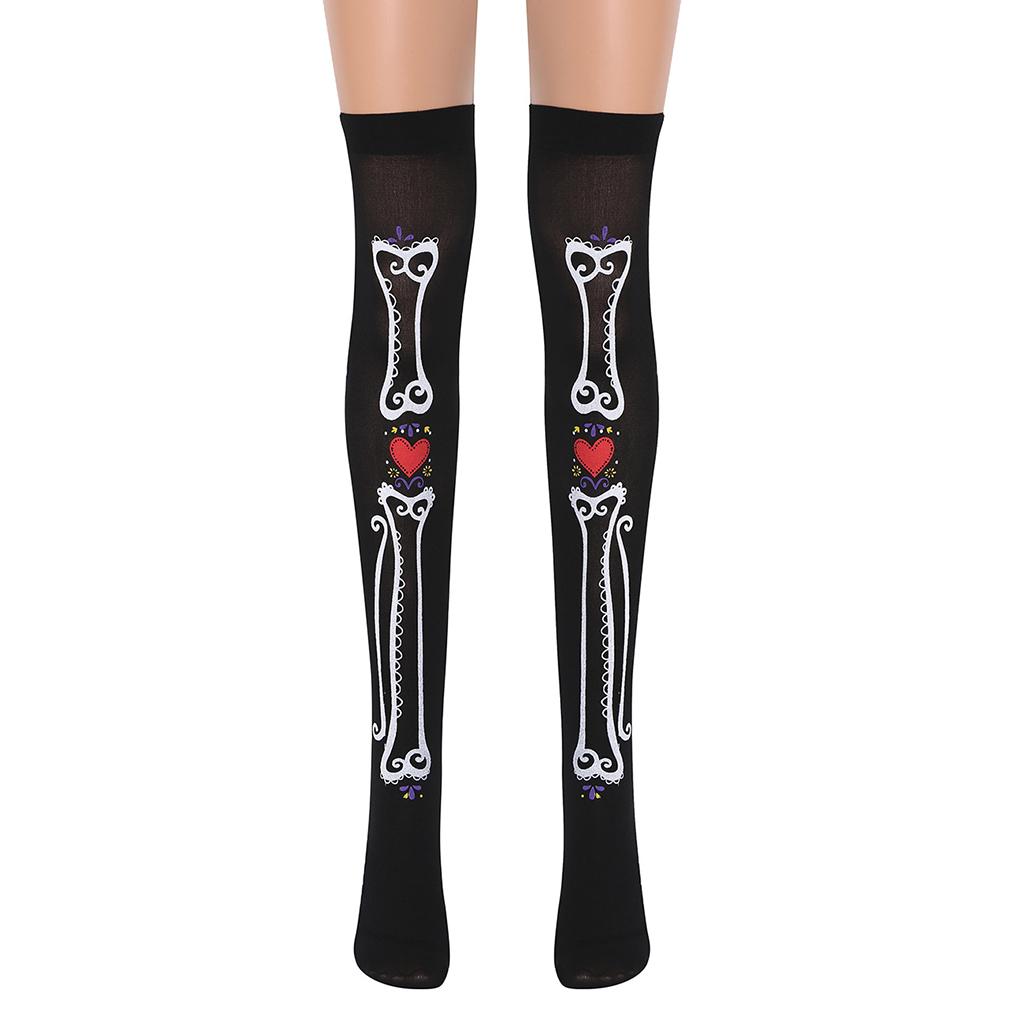 Lady Skeleton Heart Over Knee Sock Long 