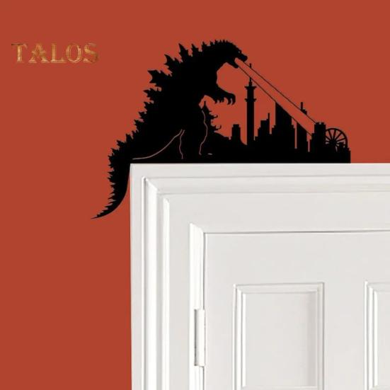 Dragon Door Frame Topper Metal Dragon Silhouette Door Topper Wall Art Corner Sign for Children's Room Bedroom Window