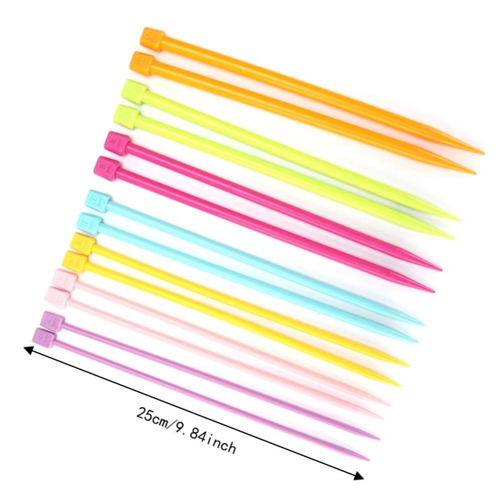 14pcs Plastic Knitting Needles Set Multicolour Plastic Knitting Needles  For Beginners