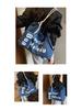 Canvas Striped Tote Bag - Women's College Style Handbag & Shoulder Bag