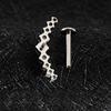 Right Grand ASTM F136 Titanium Arc CZ Cluster Labret Curved Bar Flat Back Stud Earring Helix Cartilage Conch Piercing Jewelry