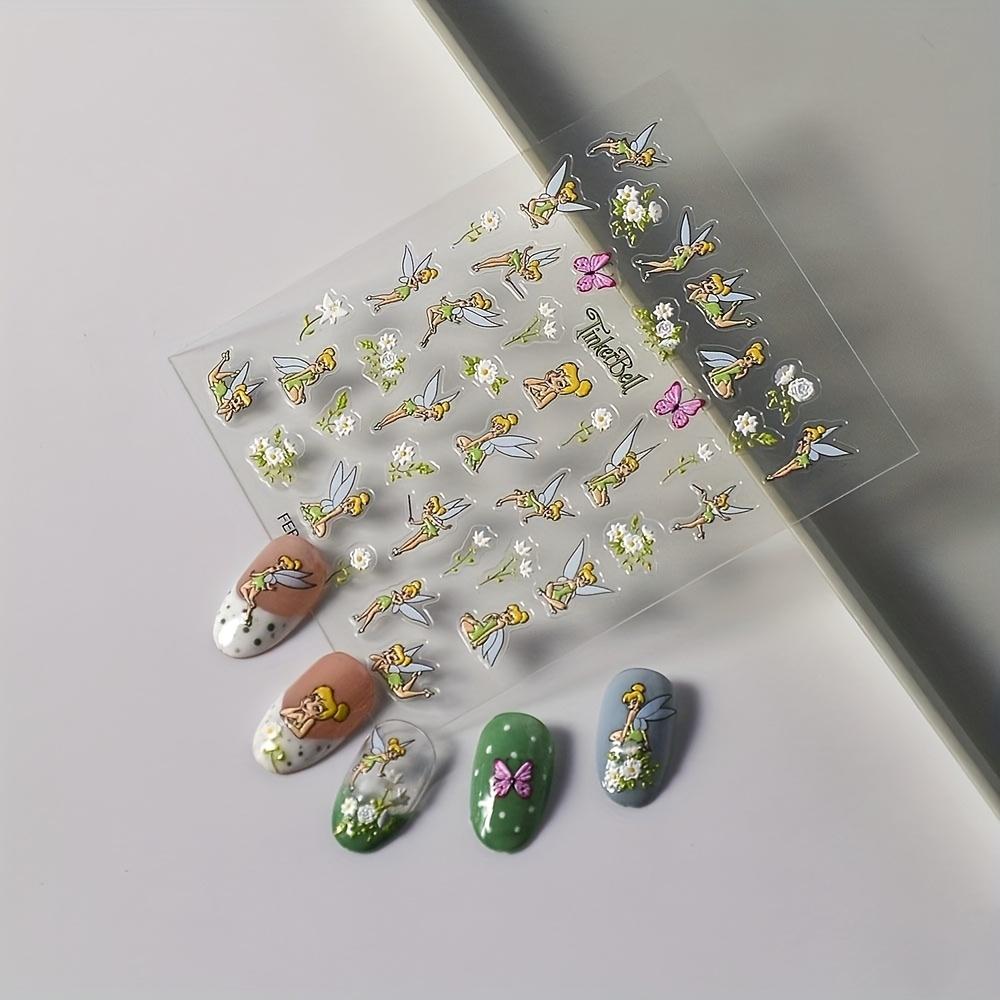 Nail Art Stickers, Flower Fairy Glitter Decals Premium Flatback Manicure Stickers, Colorful Butterfly Fairy Nail Decals