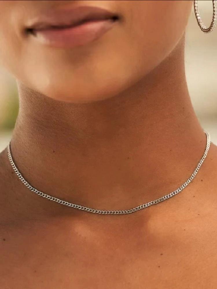 Herren Edelstahl Basis Kette Halskette Titan Stahl Schmuck Cuban Kette Für Frauen