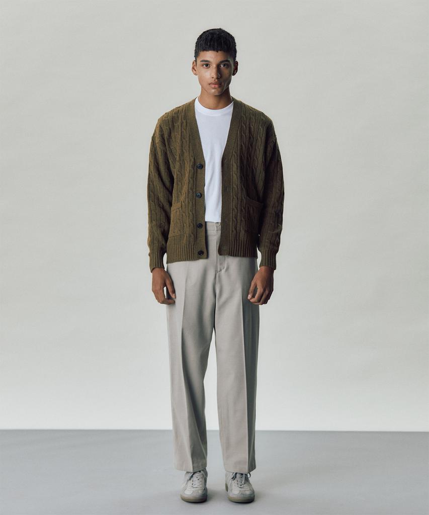 LAB12 22F/W Semi-Wide Wool Elastic Waist Pants (Beige)