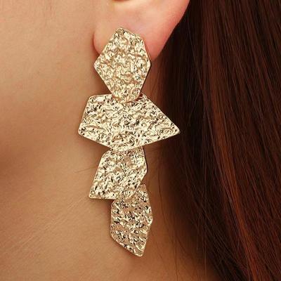 New Trend Irregular Splicing Geometric Earrings Personality Fashion Metal Texture Stud Earrings Female