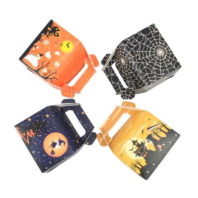 50Pcs Halloween Party Trick or Treat Paper Goodie Candy Boxes with Handle Portable Snack Sweet Cake Bakery Favor Packaging Bags