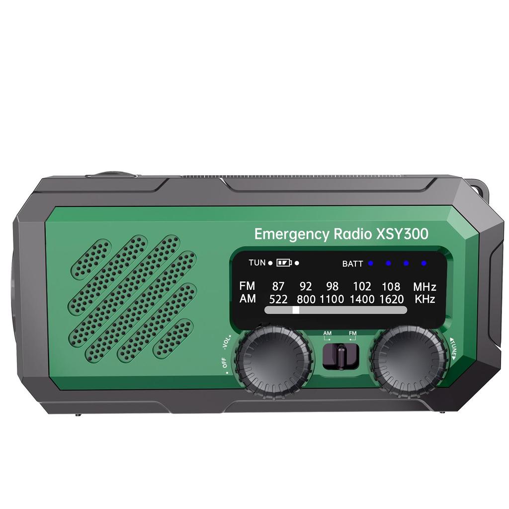 Portable Solar Hand-Crank Emergency Radio with USB Charging