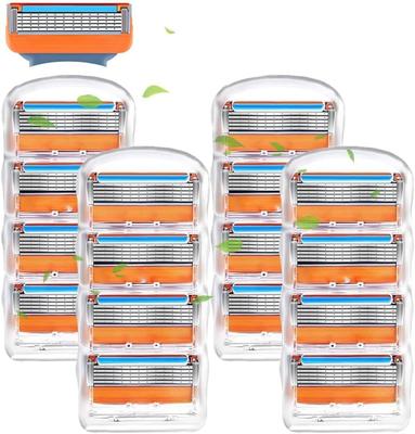 Gillette Compatible Replacement Blades for Fusion and ProGlide Shaving Machines Hypoallergenic Razor 16 - & Friction-Reducing Design, 5-Blade (Orange,