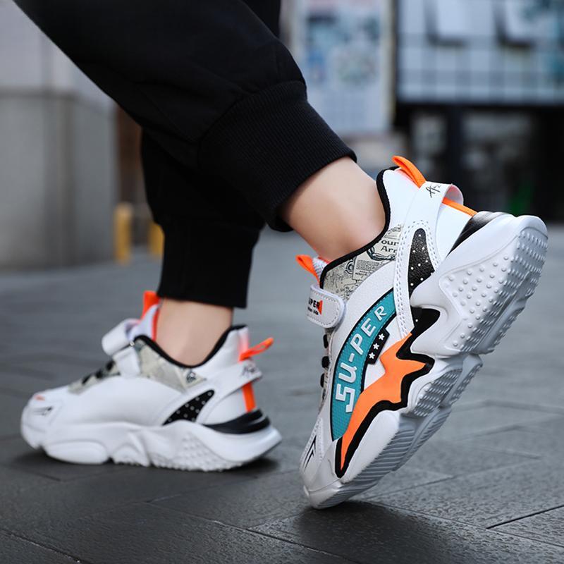 Sport Kinder Sneaker Jungen Freizeitschuhe für 5-16 Jahre alte Kinder Tennis Leder Rutschfest Mode Laufschuhe