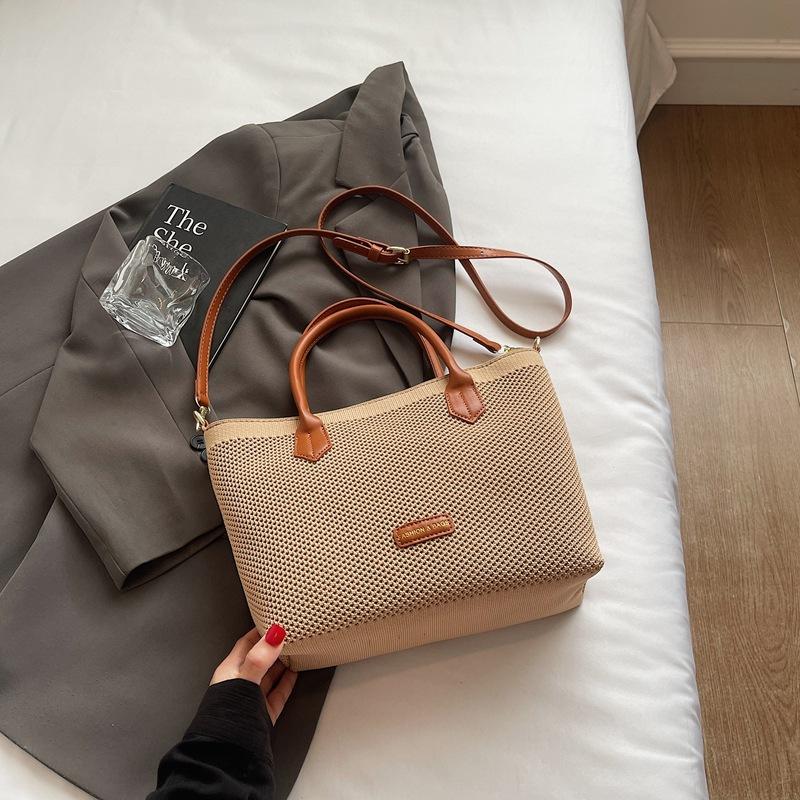 

Large capacity knitted woven bag women s summer new versatile messenger bag casual class tote bag