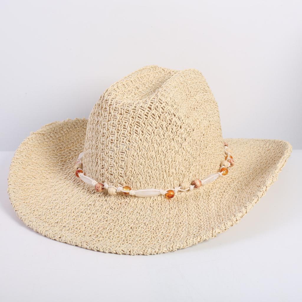 Popolare Cappello di Paglia Classico Western da Cowboy Estivo Vuoto con Ampia Tesa Cappello da Sole Cappello di Paglia Intrecciato a Mano