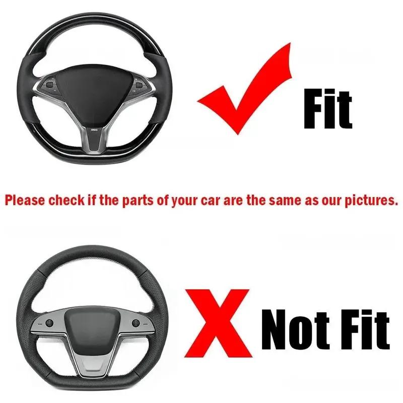 For Tesla Model X and Model S 2016- ABS Carbon Fiber Style Inner Car Steering Wheel Panel Cover Trim Frame Decor Silver ABS