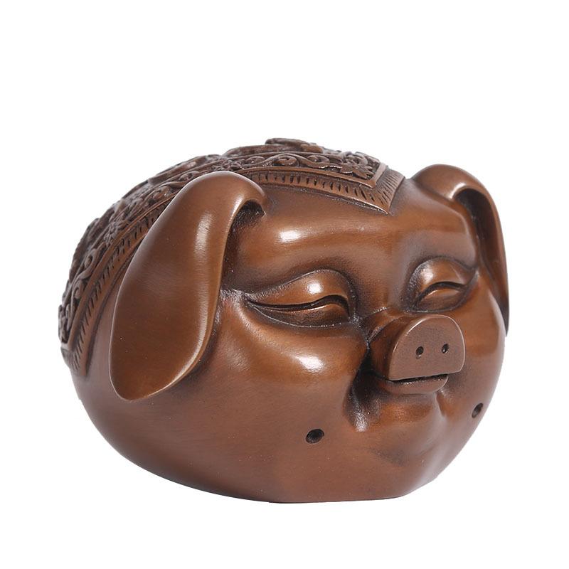 Red Copper Ornaments Zodiac Pig Mascot Birthday Gift Home Hallway TV Cabinet Decorations
