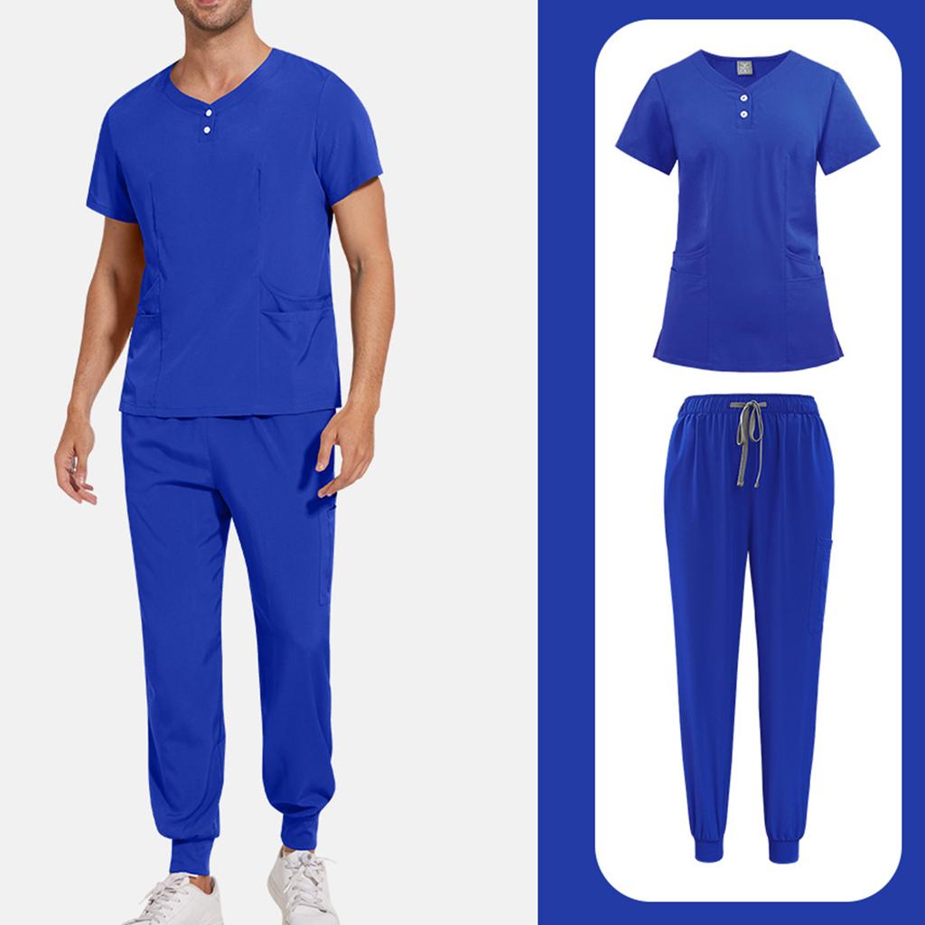 Mens' Comfortable And Casual Solid Color Short Sleeved Pants Protective Suit Set