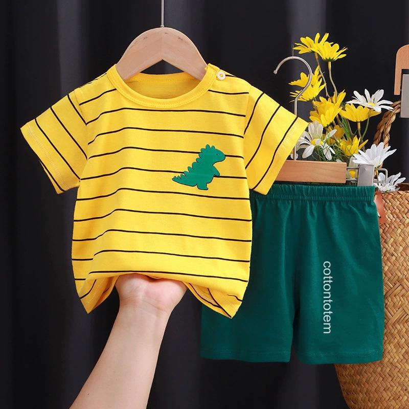Children's Cotton T-shirt Set - Summer Boys' Casual Short-sleeved Shorts 2-piece Set
