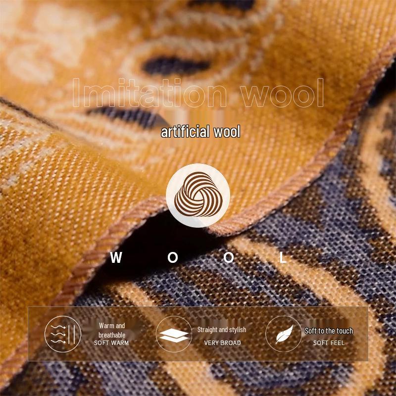 Autumn & Winter Shawl: Office Nap Blanket, Imitation Cashmere Print Tassel Scarf