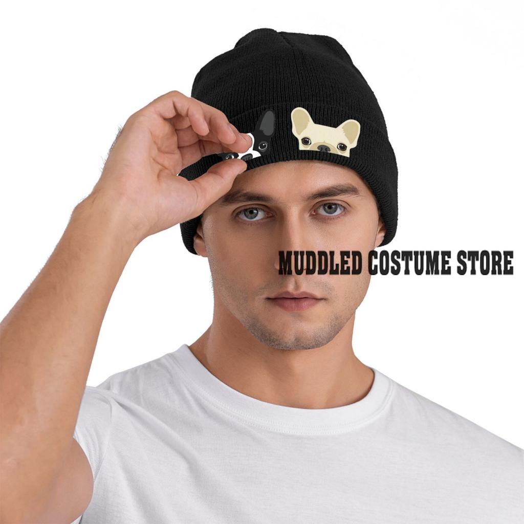 Czapka z wzorem buldoga francuskiego Vintage Graphic Knit Hat Retro Streetwear Miękka Ciepła Pomysł na prezent na Dzień Ojca Prezent dla mężczyzny i kobiety