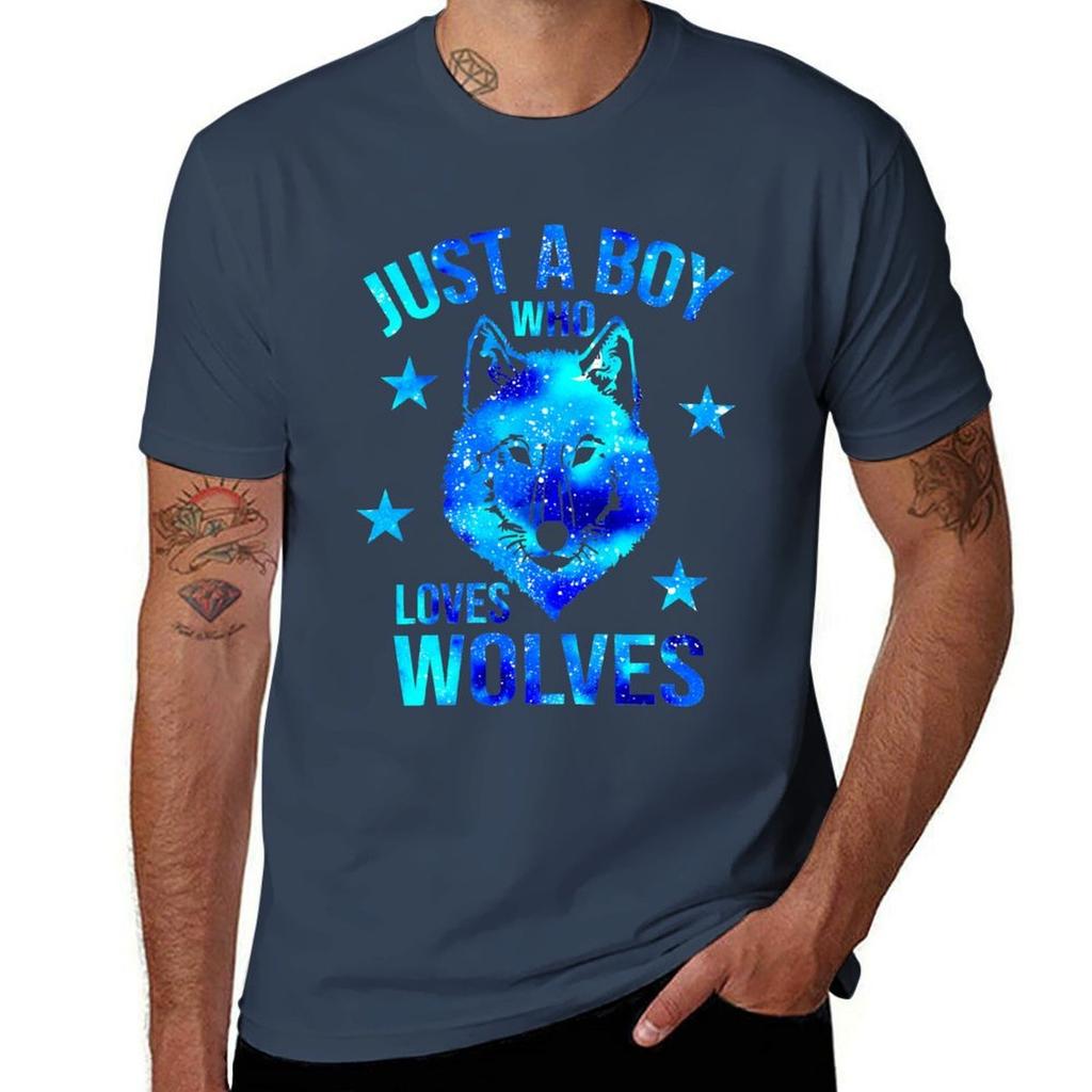 Just A Boy Who Loves Wolves Tshirt Casual Streetwear Short Sleeve Tee Tshirt