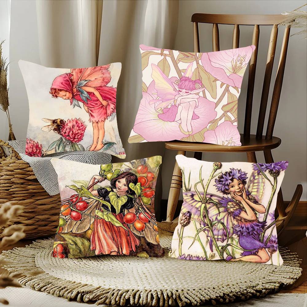 Flower Fairy Pillow Case Fashion Square Pillowcase Bedroom Sofa Room Ins Decoration Leisure