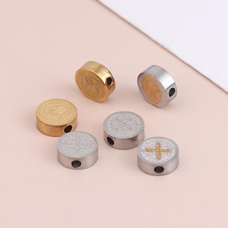 5Pcs Stainless Steel 8mm Cross Jesus Loose Beads Spacer Beads Bulk For Necklace Bracelet Making DIY Handmade Jewelry Accessories