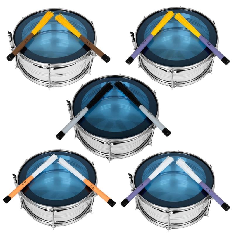 1Pair Rods Drum Brushes with Comfortable Handle Percussion Drum Brushes Dowels Nylon Drum Sticks Brush Smooth Grip