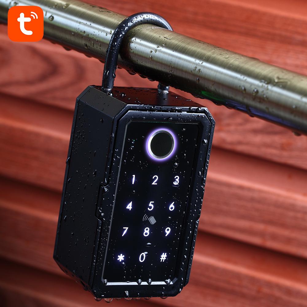 Black Graffiti Fingerprint Smart Key Box with Bluetooth & App Remote Unlocking