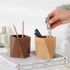 High Quality Wood Pen Holder Large-capacity Portable Pen Container Desktop Storage Bucket Back To School