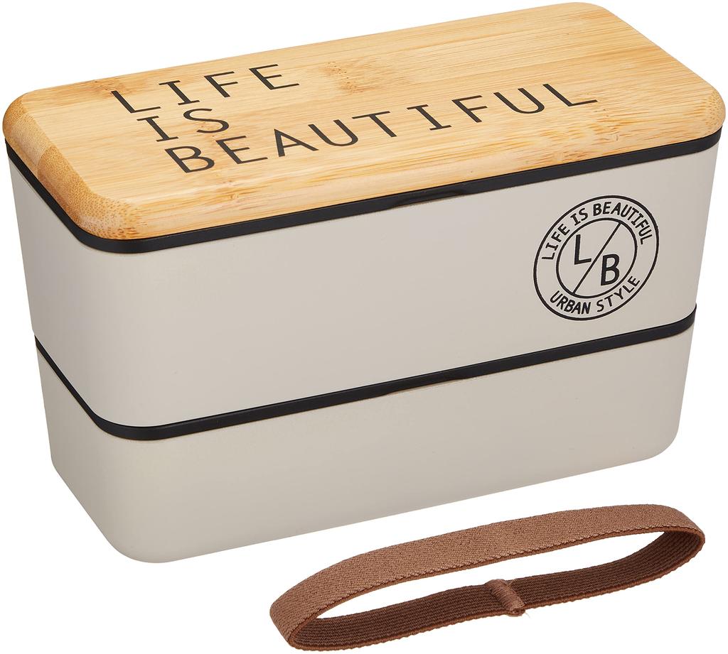Showa Bento Box Nest Lunch Box Stamp Bamboo X Gray 2 Tiers Lower Tier 400ml Upper Tier 590ml Compact Storage Type Made In Japan 77084 Men's L/B
