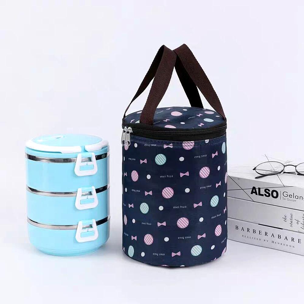 Neue zylindrische Lunchtasche Thermoisolier-Behältertasche Tragbare Lunchbox-Tasche Wasserdichte Lebensmittelaufbewahrung Eisbeutel Kühlertaschen