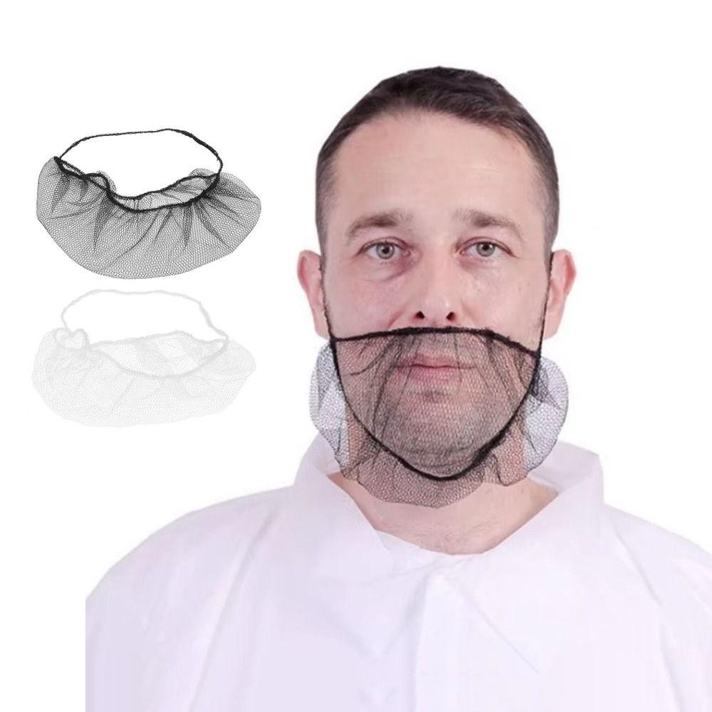 100Pcs Disposable Facial Beard Bib Bonnet Breathable Beard Turban Facial Apron Caps  for Men