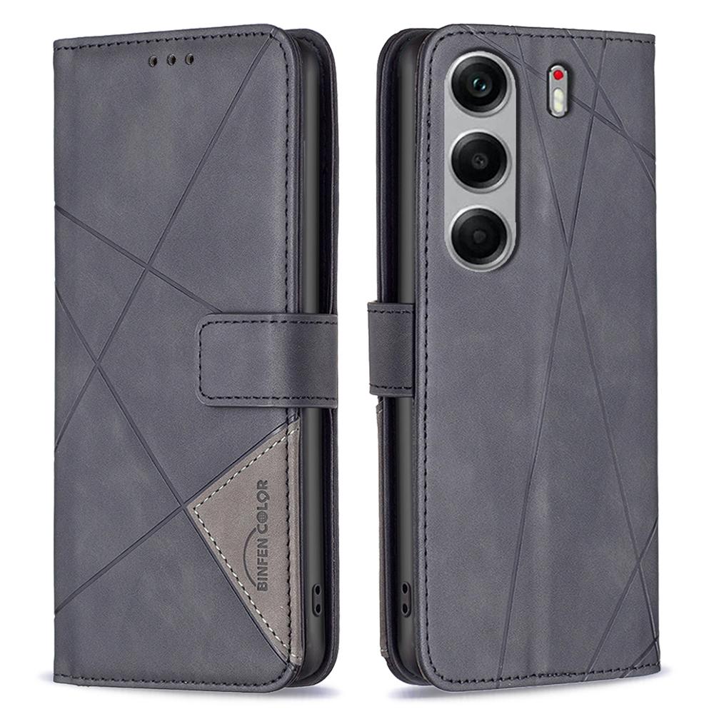 BINFEN COLOR For TECNO Camon 40 Pro 5G Phone Cases Wallet Stand Geometry Imprinted Leather Cover