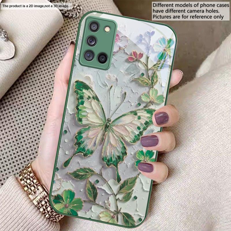 Elegant pink butterfly For Samsung A20 30 22 23 24 25 26 A31 32 33 34 A35 42 A50 51 52 53 54 55 56 70 71 72 73 glass phone case